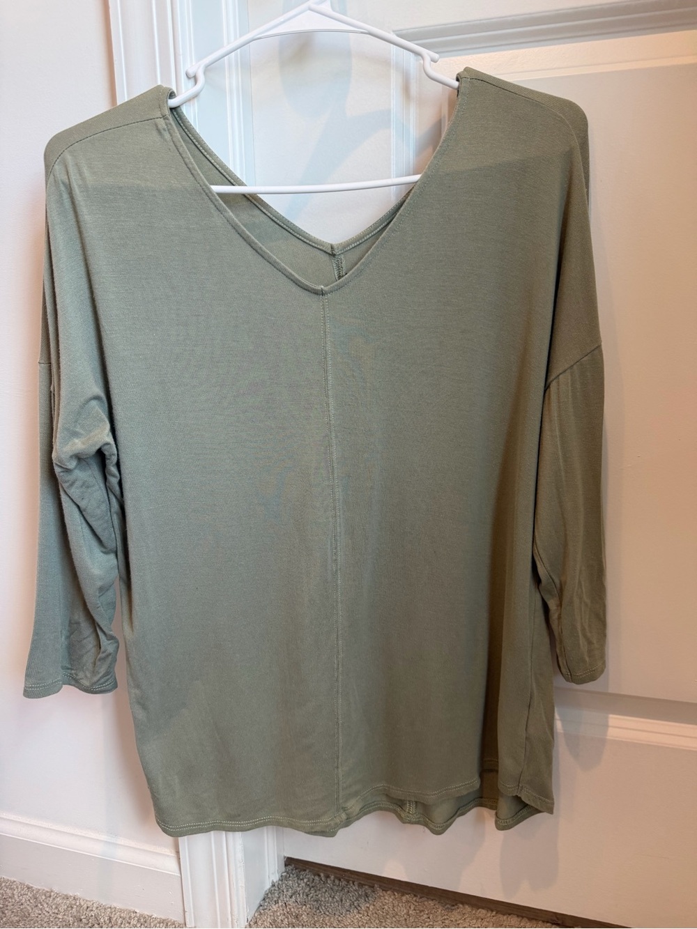 Women's V-Neck Relaxed Top - Sage Green